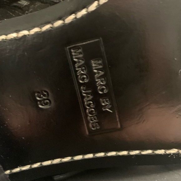 Marc By Marc Jacobs Gold Buckle Black Boots Moto Chic Leather Suede Straps - Picture 8 of 9